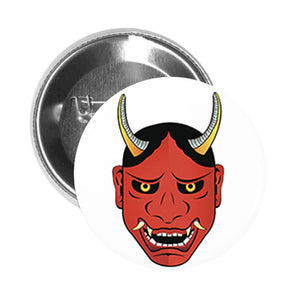 Round Pinback Button Pin Brooch Red Evil Horned Demon Devil Cartoon