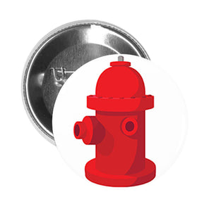 Round Pinback Button Pin Brooch Red Fire Hydrant Cartoon