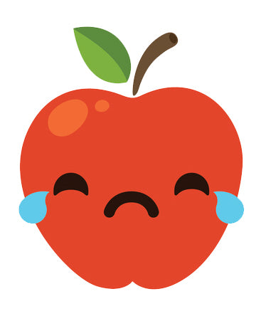 Red Juicy Apple Emoji - Crying Sad Vinyl Decal Sticker