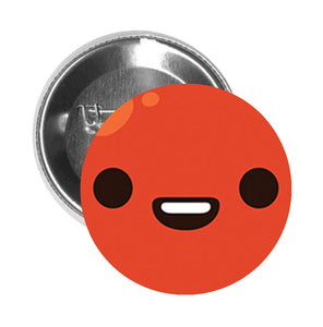 Round Pinback Button Pin Brooch Red Juicy Apple Emoji - Happy - Zoom