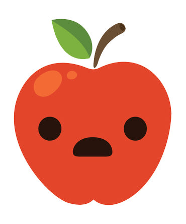 Red Juicy Apple Emoji - Surprised Vinyl Decal Sticker
