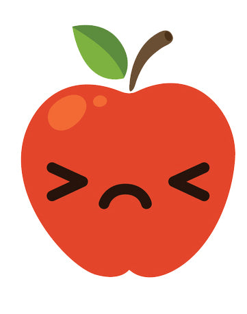 Red Juicy Apple Emoji - Unhappy Vinyl Decal Sticker
