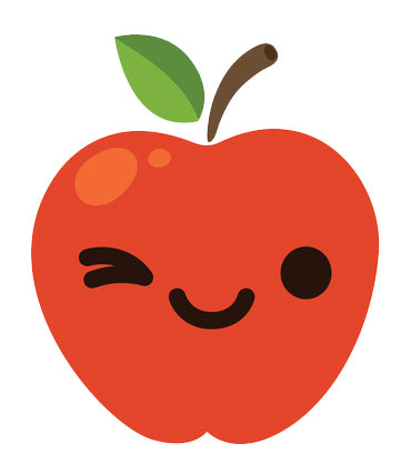 Red Juicy Apple Emoji - Winking Vinyl Decal Sticker