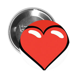 Round Pinback Button Pin Brooch Red Lip Mouth with Heart #4 - Zoom