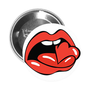 Round Pinback Button Pin Brooch Red Lip Mouth with Heart #6