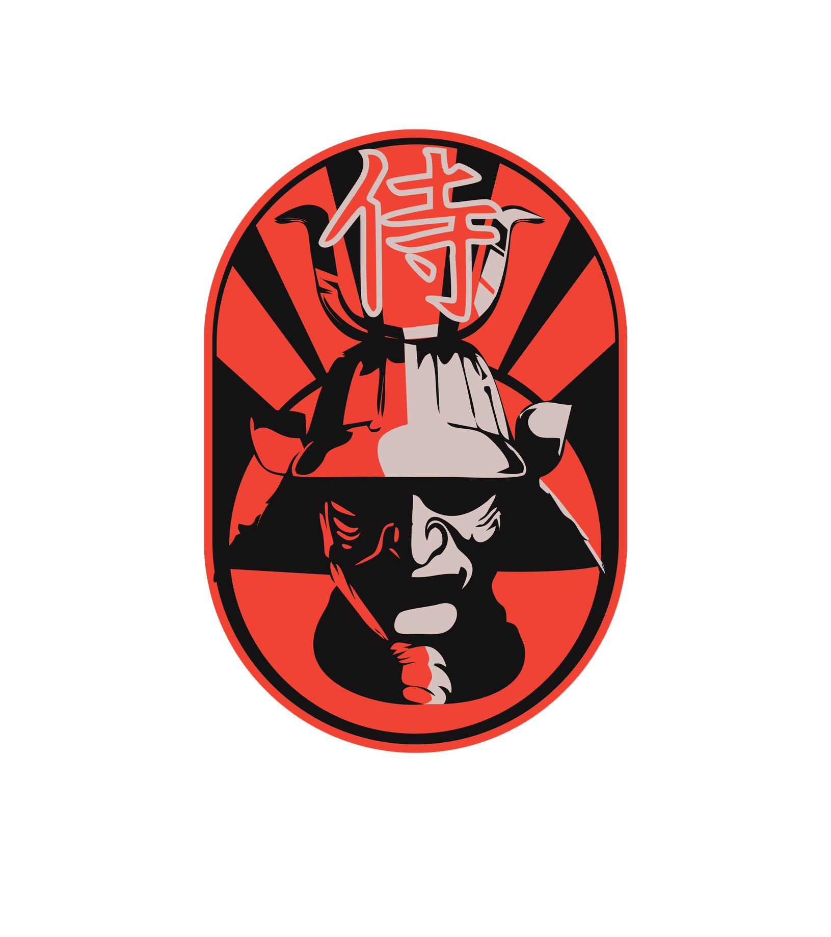 Red and Black Japanese Warrior Soldier Icon Vinyl Decal Sticker