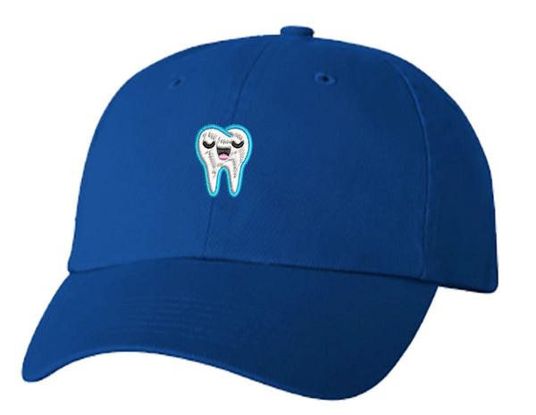 Unisex Adult Washed Dad Hat Dentist Dental Care Tooth Teeth Emoji Embroidery Sketch Design