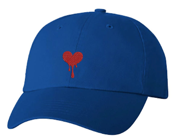 Unisex Adult Washed Dad Hat Red Heart Breaking Melting And Dripping Down #2 - Short Heart  Embroidery Sketch Design