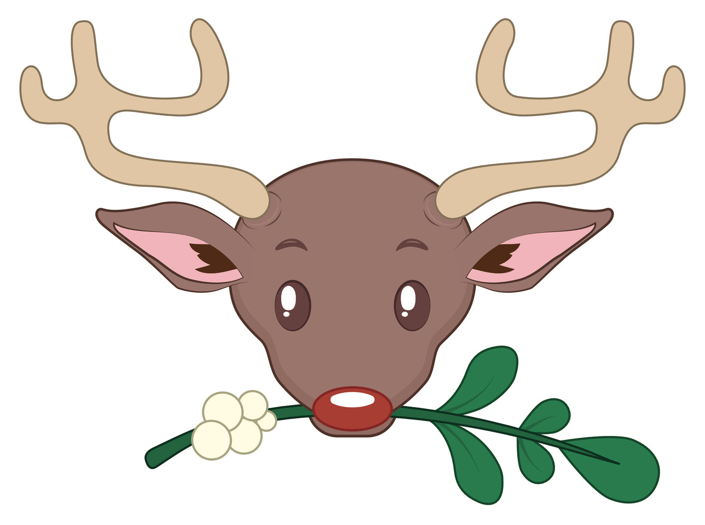 Rudolph the Red Nosed Reindeer with Holly Branch Vinyl Decal Sticker