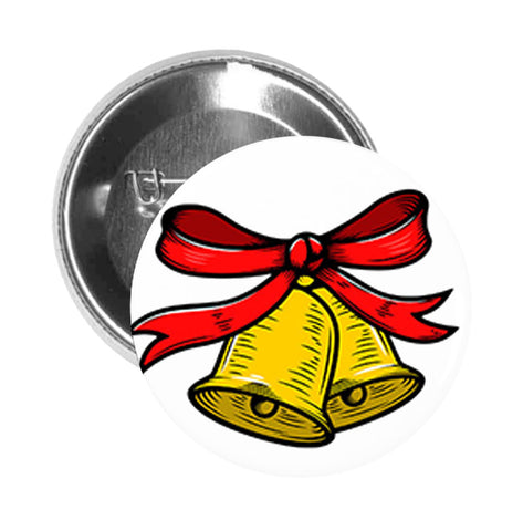 Round Pinback Button Pin Brooch Rustic Christmas Bell Ornament Cartoon