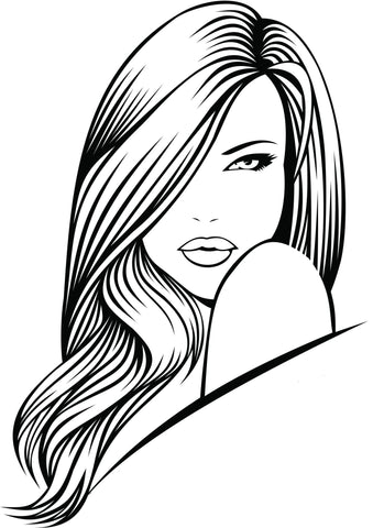 SEXY SILHOUETTE OF WOMAN LONG HAIR BLACK WHITE Vinyl Decal Sticker