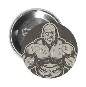 Round Pinback Button Pin Brooch SHUT UP AND TRAIN BODYBUILDING BEAST MODE ICON GREY RED - Zoom