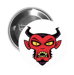 Round Pinback Button Pin Brooch Scary Demon Evil Devil Red Face Halloween Cartoon
