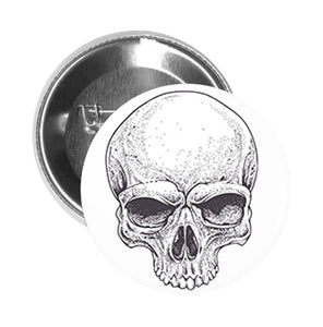 Round Pinback Button Pin Brooch Scary Detailed Gangster Skull (1)