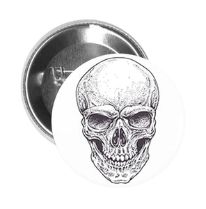 Round Pinback Button Pin Brooch Scary Detailed Gangster Skull (4)