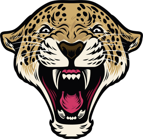 Scary Aggressive Angry Roaring Cheetah Cartoon Vinyl Decal Sticker