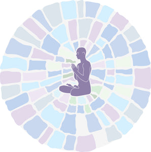 Serene Zen Yoga Yogi with Stone Mosaic Cartoon Icon Vinyl Decal Sticker