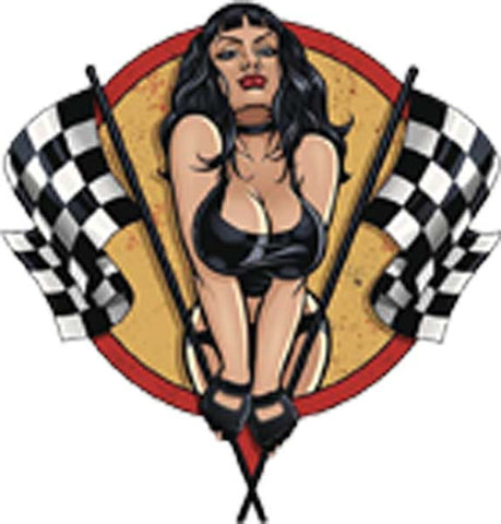 Sexy Big Breast Car Drag Race Girl Cartoon Icon Vinyl Decal Sticker