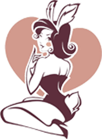 Sexy Curvy Vintage Pin Up Valentine Girl Cartoon Art - Heart Bunny Squat Vinyl Decal Sticker