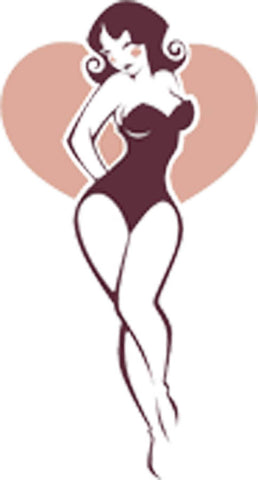 Sexy Curvy Vintage Pin Up Valentine Girl Cartoon Art - Heart Standing Leg Cross Vinyl Decal Sticker
