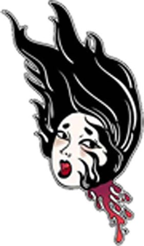 Sexy Japanese Dream Comic Art Cartoon - Bleeding Beheaded Geisha Head Vinyl Decal Sticker