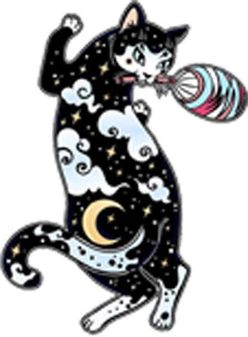 Sexy Japanese Dream Comic Art Cartoon - Starry Night Kitty Cat Vinyl Decal Sticker