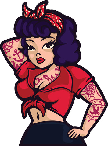 Sexy Strong Vintage Tattoo Art Girl Woman Cartoon Vinyl Decal Sticker