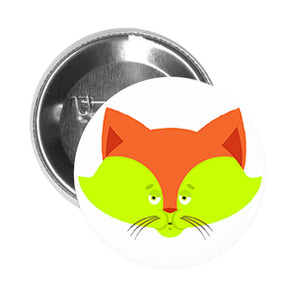 Round Pinback Button Pin Brooch Sick Ill Orange Fox Kitty Cat Cartoon