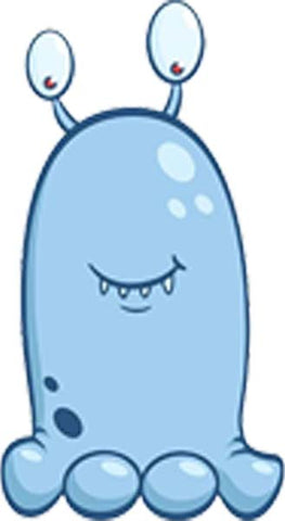Silly Blue Kids Kindergarten Monster Cartoon - Slug Monster Vinyl Decal Sticker