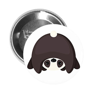 Round Pinback Button Pin Brooch Silly Funny Upside Down Panda Bear