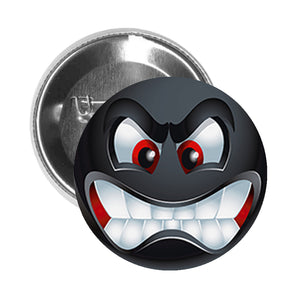 Round Pinback Button Pin Brooch Silly Grinning Smiling Military Bomb Cartoon Icon - Black Bomb - Zoom
