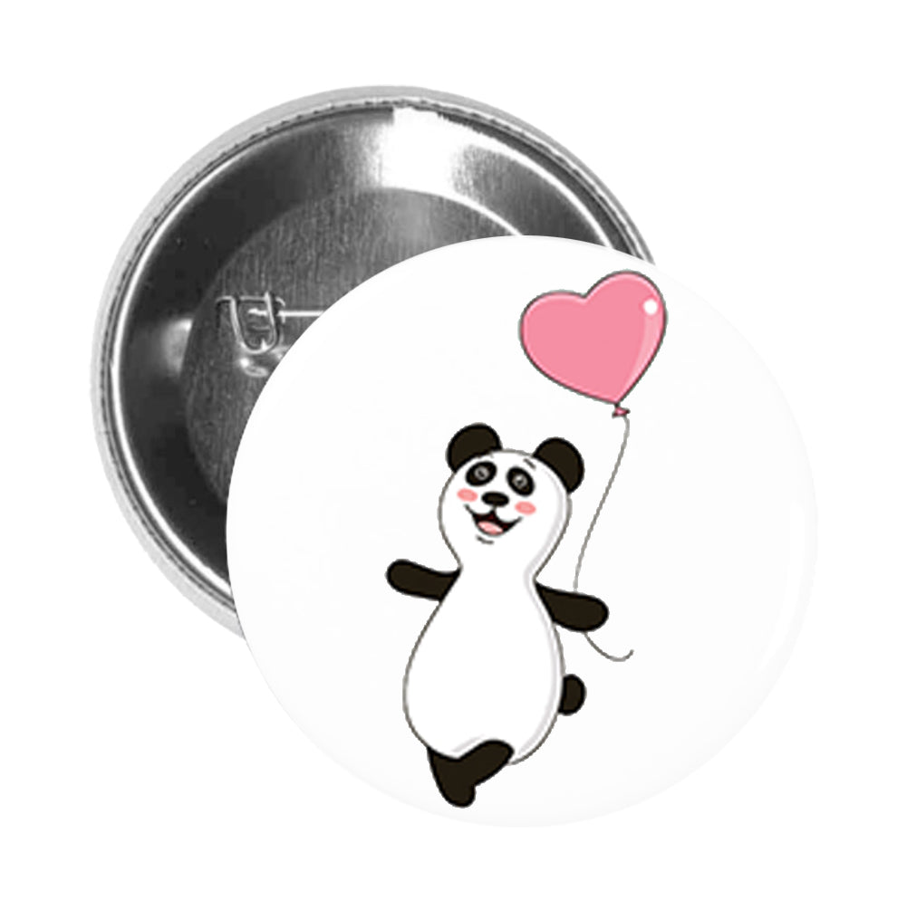 Round Pinback Button Pin Brooch Silly Happy Blushing Panda Bear Cartoon #5