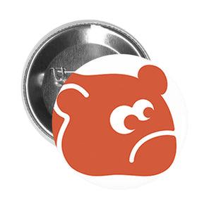 Round Pinback Button Pin Brooch Silly Simple Orange Bear Cartoon - Zoom