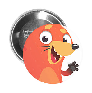 Round Pinback Button Pin Brooch Silly Adorable Goofy Nursery Animal Cartoon - Fox - Zoom