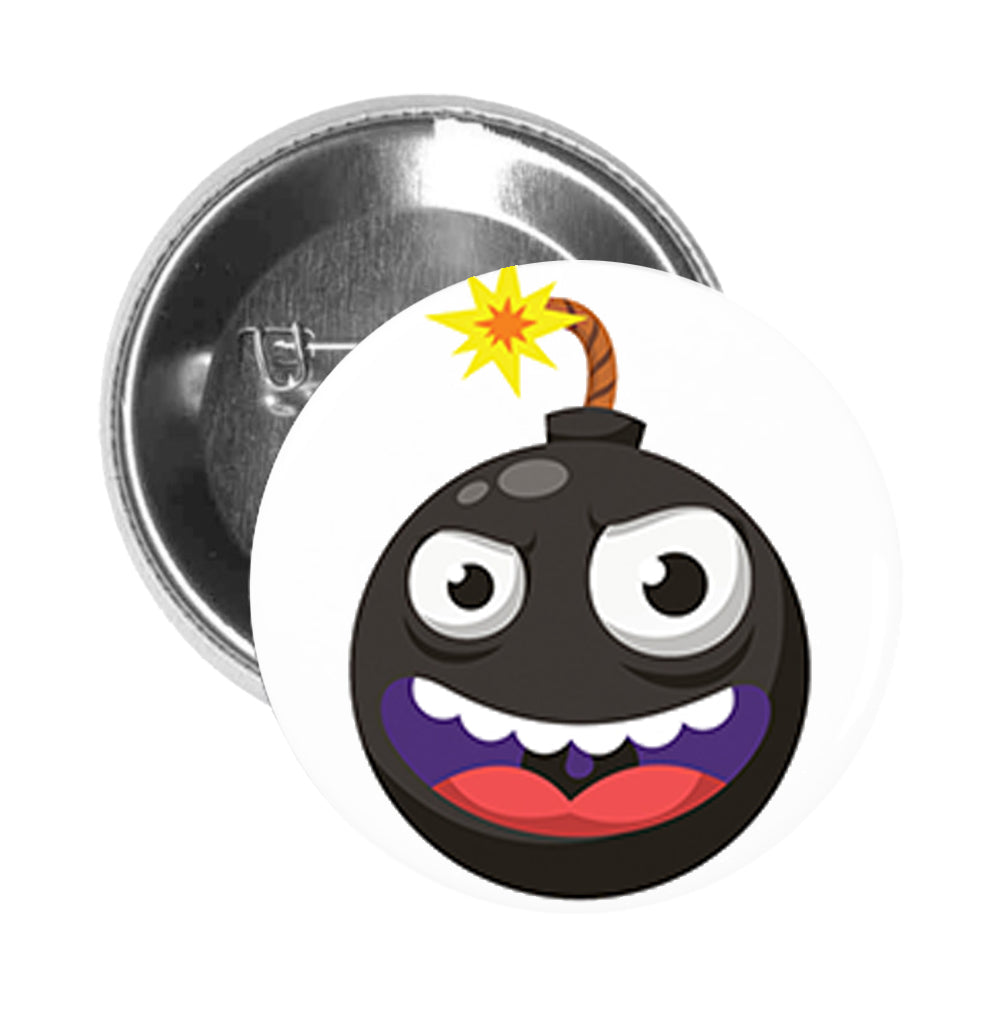 Round Pinback Button Pin Brooch Silly Exploding Bomb Emoji Cartoon (2)