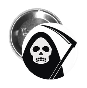 Round Pinback Button Pin Brooch Silly Funny Grim Reaper Selfie Emoji #2