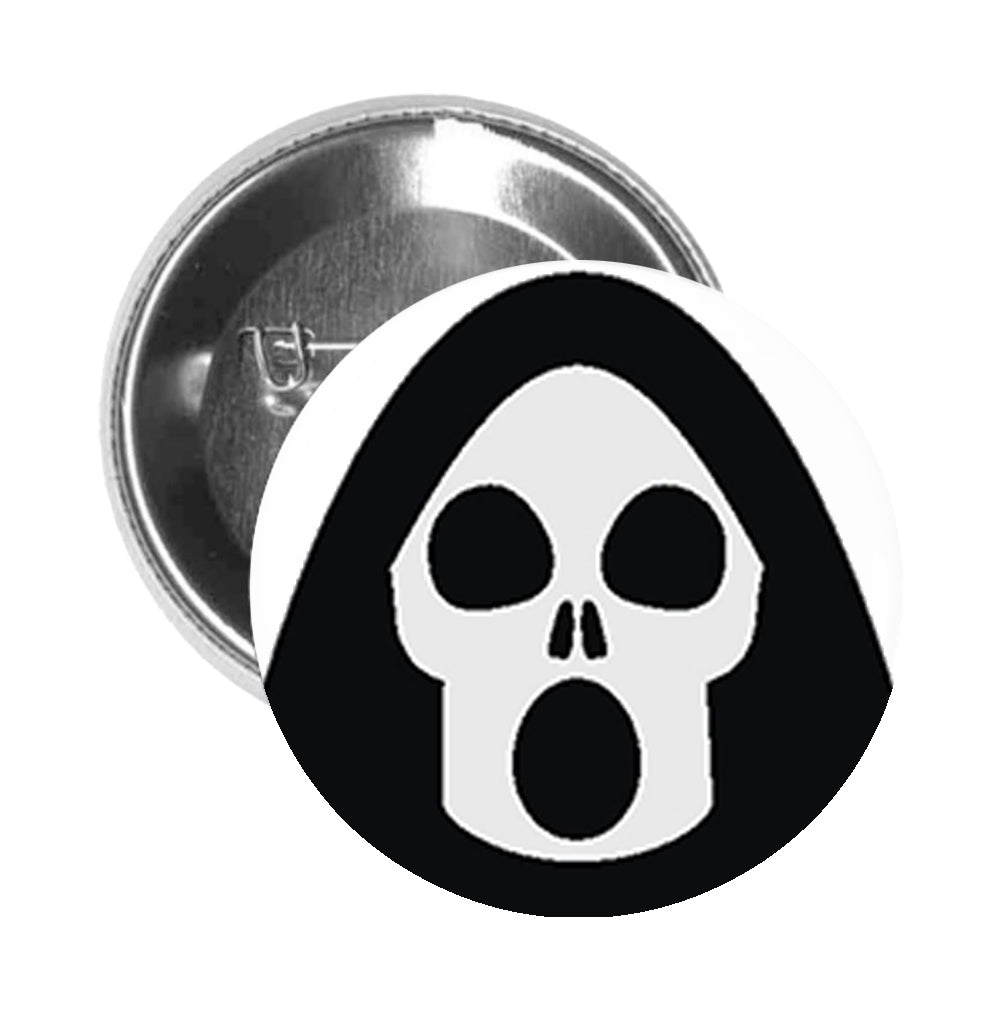 Round Pinback Button Pin Brooch Silly Funny Grim Reaper Selfie Emoji #6 - Zoom