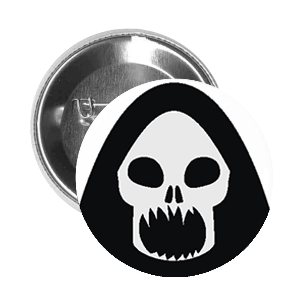 Round Pinback Button Pin Brooch Silly Funny Grim Reaper Selfie Emoji #7 - Zoom