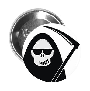 Round Pinback Button Pin Brooch Silly Funny Grim Reaper Selfie Emoji #8