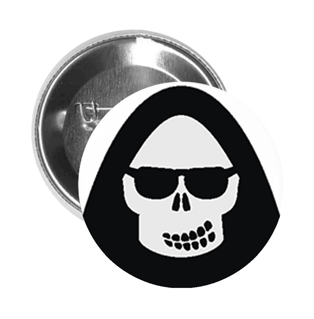Round Pinback Button Pin Brooch Silly Funny Grim Reaper Selfie Emoji #8 - Zoom