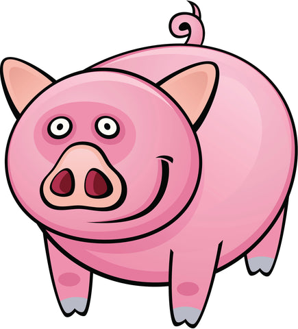Silly Pink Piggie Pig Cartoon Icon Vinyl Decal Sticker
