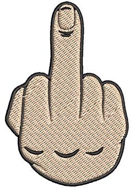 Iron on / Sew On Patch Applique Simple Angry Middle Finger Cartoon Emoji Icon Embroidered Design