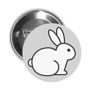 Round Pinback Button Pin Brooch Simple Animal Friendly Vegan Cruelty Free Bunny Logo Cartoon - Not Tested On Animals White - Zoom
