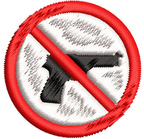 Iron on / Sew On Patch Applique Simple Anti Gun Cartoon Icon Sign Symbol Embroidered Design
