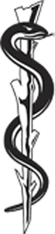 Simple Black White Caduceus Symbol Cartoon Icon - Rod Aesculapius Vinyl Decal Sticker
