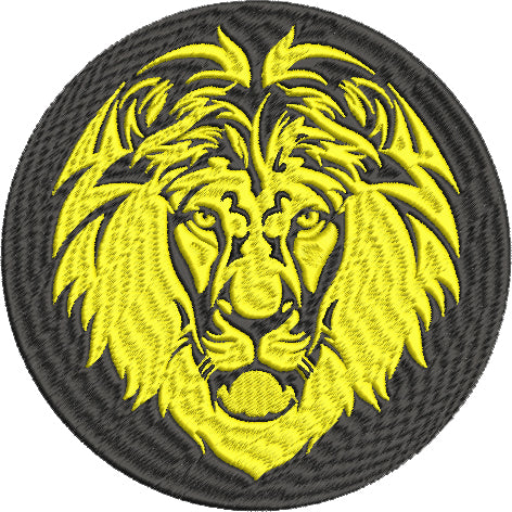 Iron on / Sew On Patch Applique Simple Black and Yellow Majestic Lion Cartoon Icon Embroidered Design