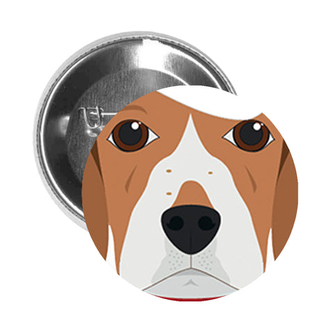 Round Pinback Button Pin Brooch Simple Cute Holiday Christmas Theme Pure Breed Puppy Dog Cartoon Emoji - Beagle - Zoom