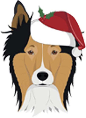 Simple Cute Holiday Christmas Theme Pure Breed Puppy Dog Cartoon Emoji - Bearded Collie Vinyl Decal Sticker