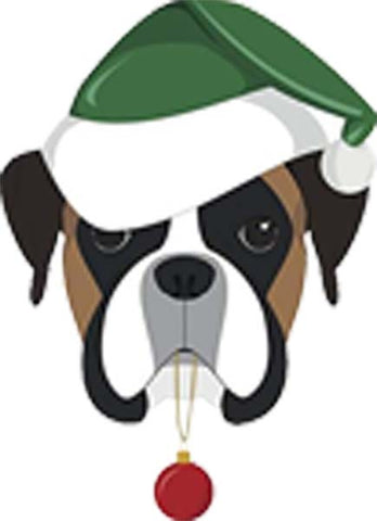 Simple Cute Holiday Christmas Theme Pure Breed Puppy Dog Cartoon Emoji - Boxer Vinyl Decal Sticker