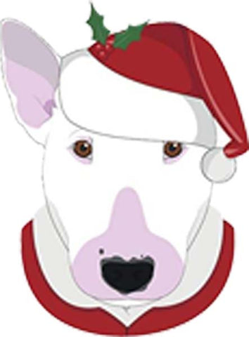 Simple Cute Holiday Christmas Theme Pure Breed Puppy Dog Cartoon Emoji - Bull Terrier Vinyl Decal Sticker